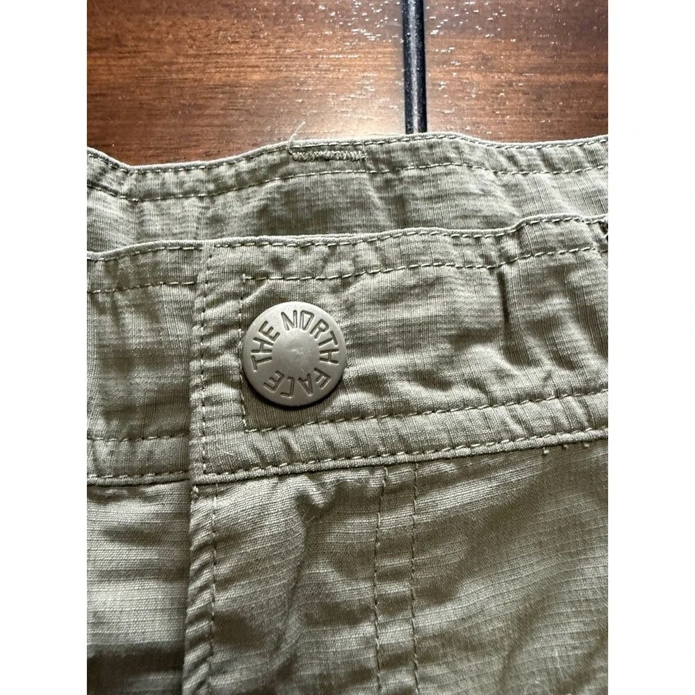 🔥North Face Mens Dark Green Cargo Shorts Sz 34 Ripstop Military Hiking Outdoor